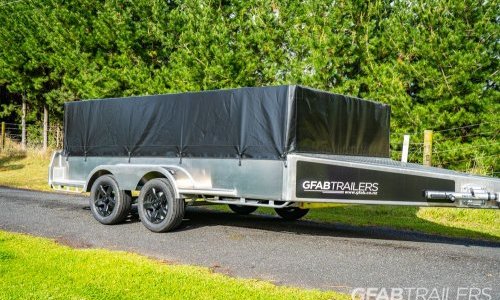 GFAB Sports Trailer with cage and canvas cover GFAB Sports Trailer with cage and canvas cover
